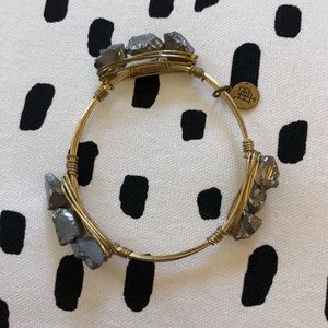 Bourbon & Boweties Silver Stone Bangle Bracelet